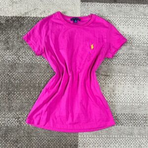 Vintage Ralph Lauren Womens Fuchsia Pink Short Sleeve Crewneck T-Shirt Size S